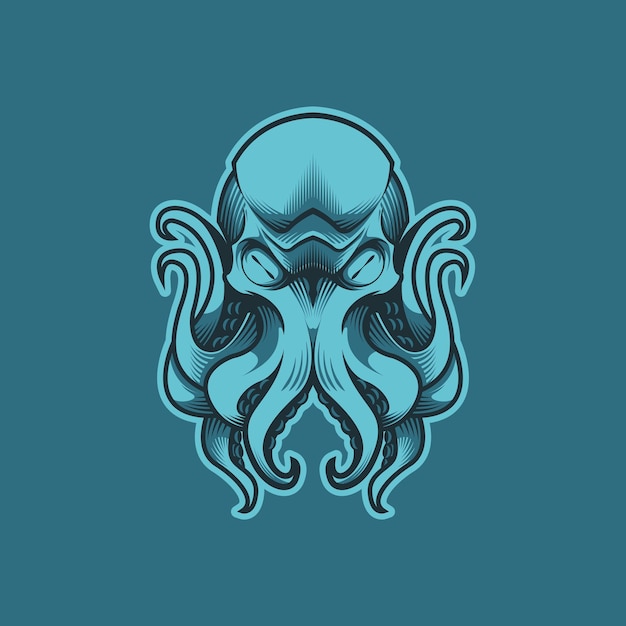 Vector blue octopus tentacle