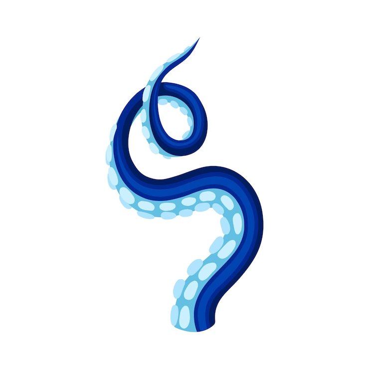 Vector blue octopus tentacles with a noose on the end vector illustration on white background