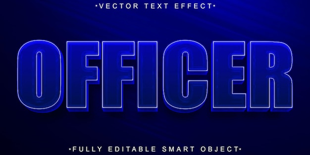 Blue Officer Vector Volledig bewerkbaar Smart Object Teksteffect