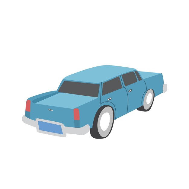 Vector blue old retro car flat design vector illustration