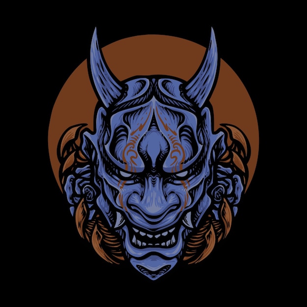 Blue oni mask illustration design