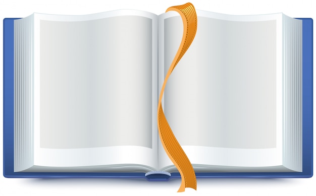 Vector blue open book with a bookmark