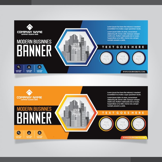 Blue and orange abstract banner design templates