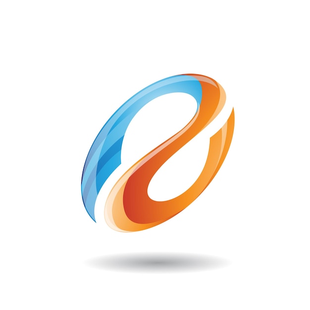 Blue and orange abstract oval curvy icon for letter a or reverse s