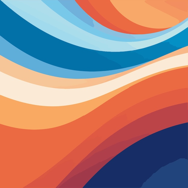 Vector blue and orange banner design with a curving rainbow of lines