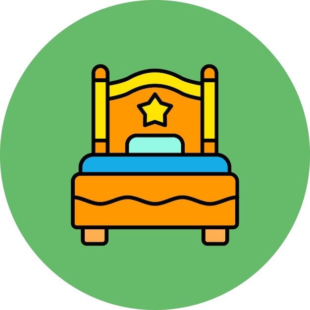 Vector a blue and orange bed with a star on the top