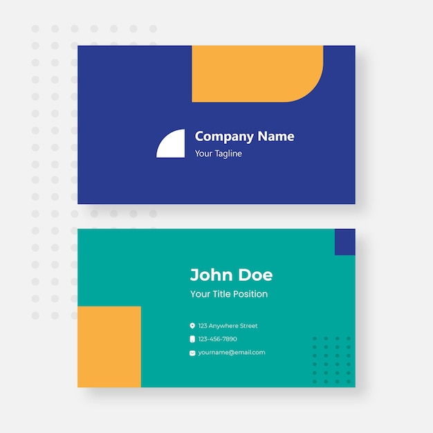 Blue and orange business card design template