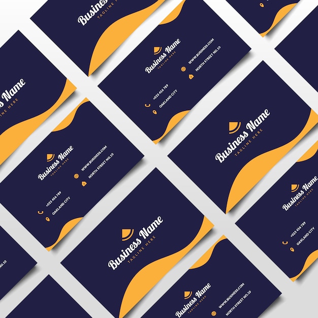 Vector blue and orange business card template with minimalist style