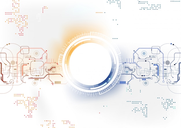 Вектор Синий оранжевый круг технологии фон