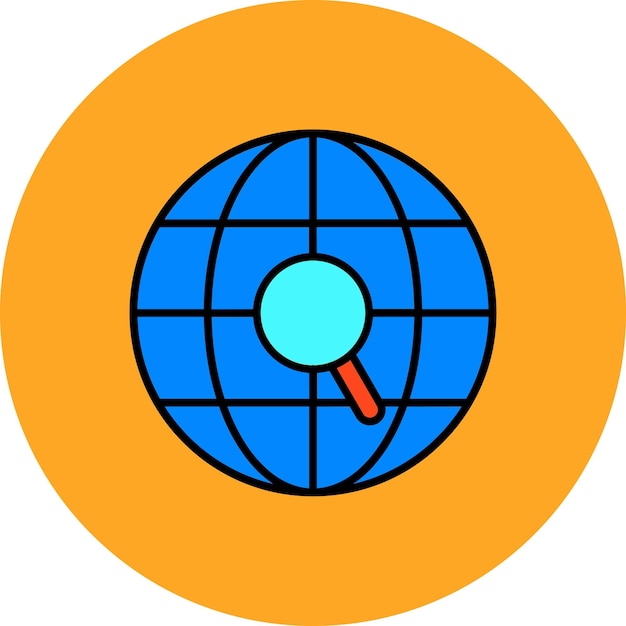 a blue and orange circle with a blue dot on it and a blue circle with a red arrow