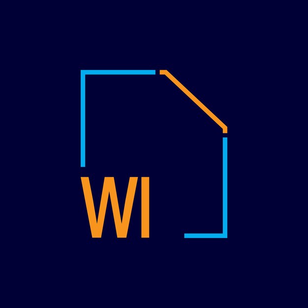 a blue and orange image of a house with a blue line on it