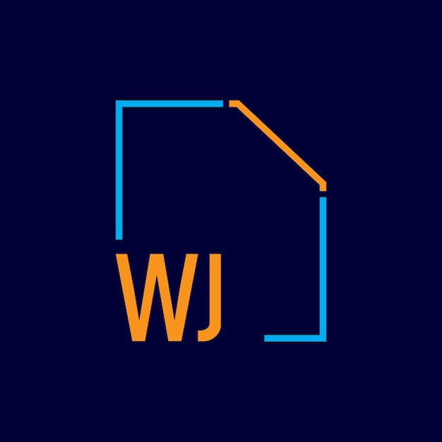 a blue and orange logo with a blue and orange frame