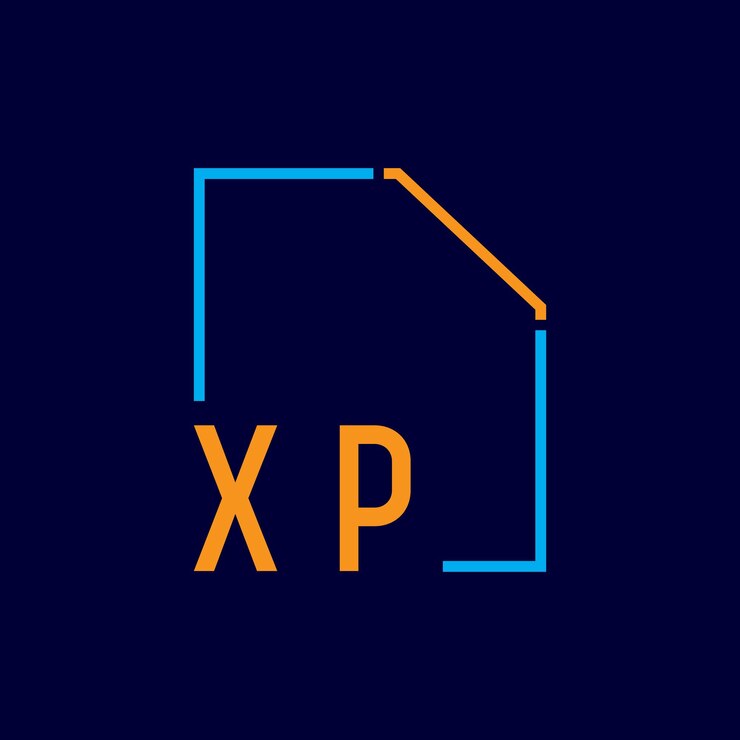 Vector a blue and orange logo with a px2 logo