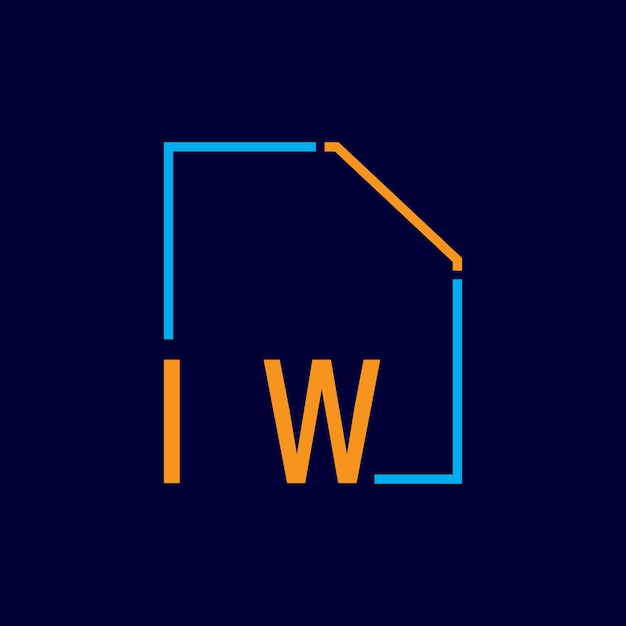 a blue and orange logo with a square and a square with a blue line