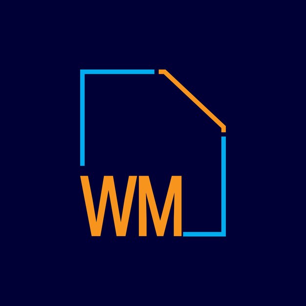a blue and orange logo with the wm logo on it