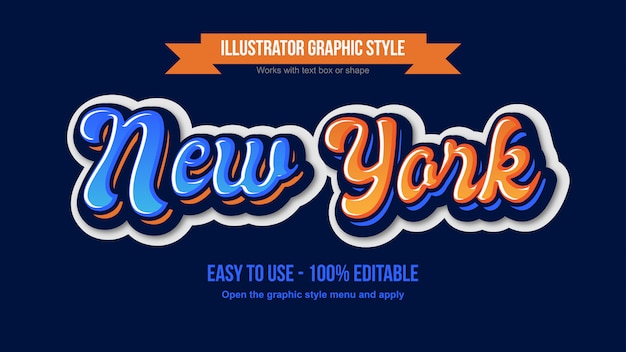 Vector blue and orange modern rounded calligraphy editable font effect