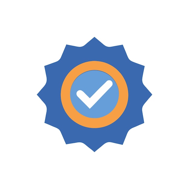 blue and orange quality badge