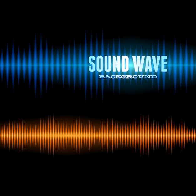 Blue and orange shiny sound waveform background