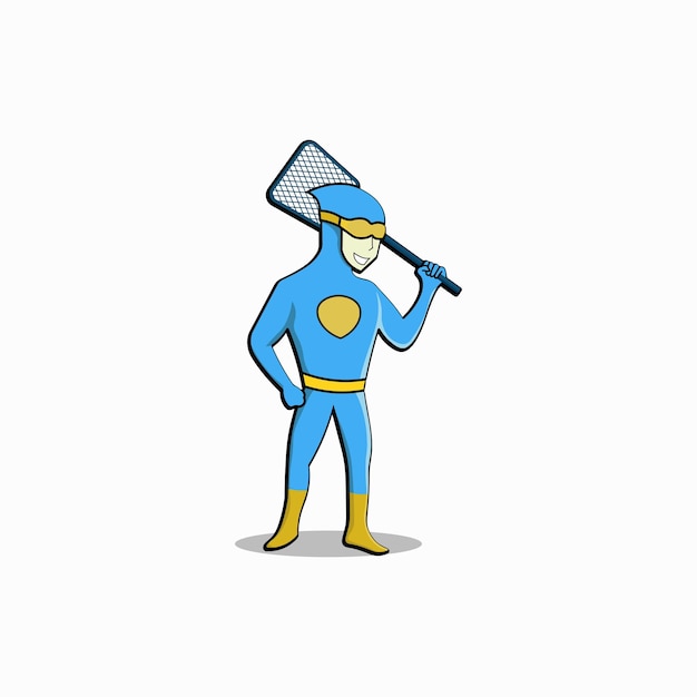 blue &amp; orange super hero funny mascot cartoon