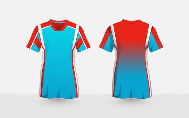 Modello di progettazione t-shirt e-sport layout blu, arancione e bianco