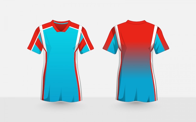 Blue, orange and white layout e-sport t-shirt design template