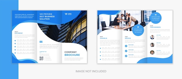 Blue organic trifold brochure design for corporate agency