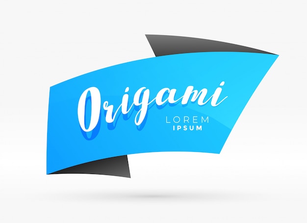 blue origami banner template vector