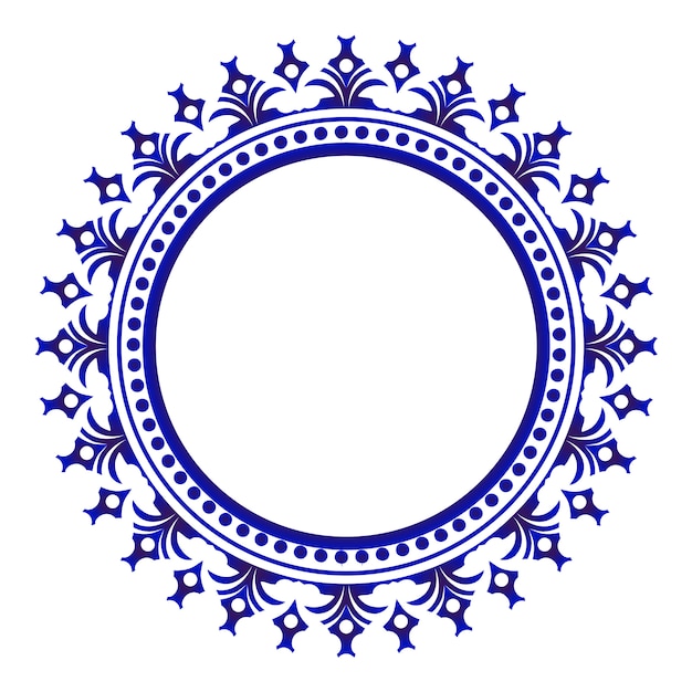 Vector blue ornamental ceramic round