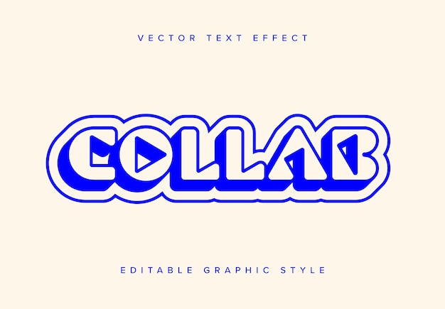 Blue outlined text effect mockup