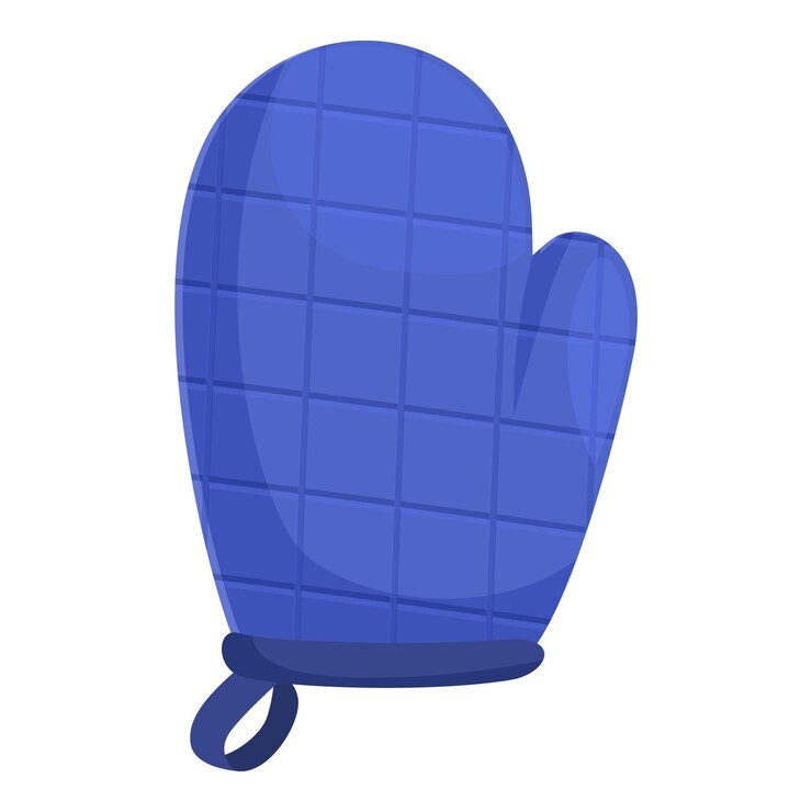 वेक्टर blue oven mitt protecting hand from hot dishes