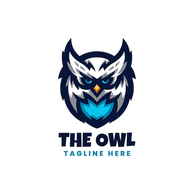 Vector blue owl esport logo template with modern style