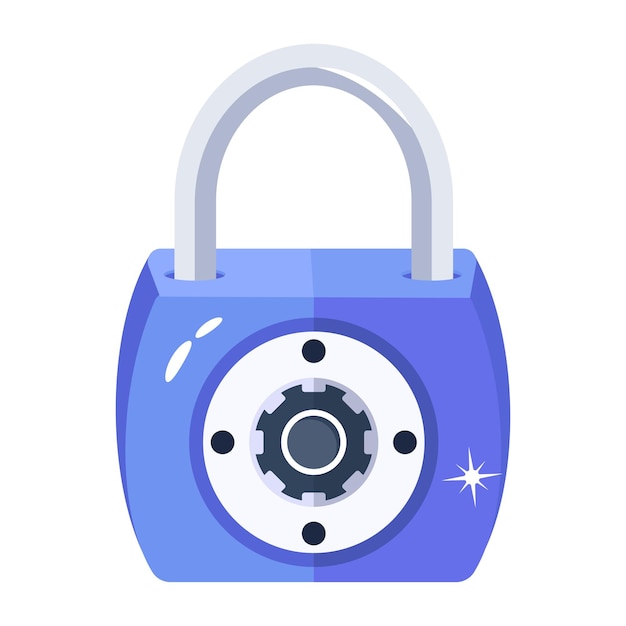 A blue padlock with the word lock on it.