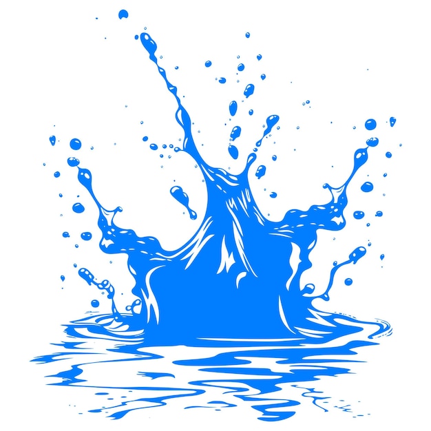 Vector blue paint ink water liquid splash one color