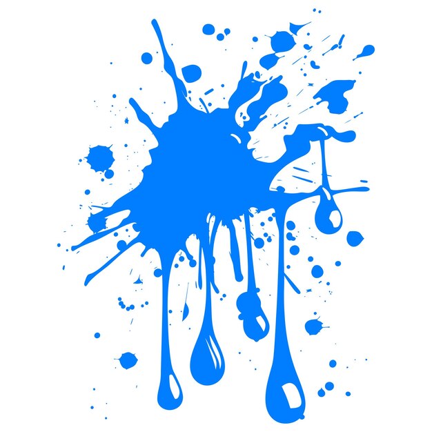 Вектор Голубая краска чернила вода жидкость брызги один цвет