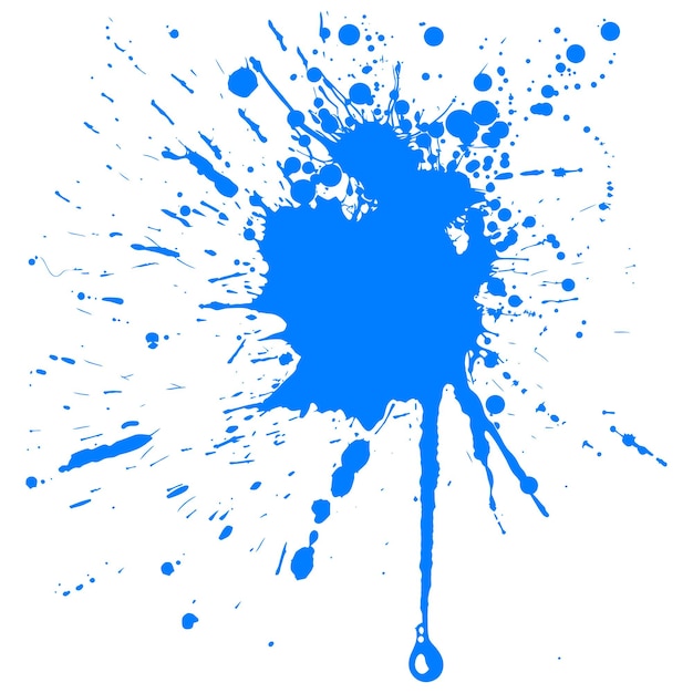 Vector blue paint ink water liquid splatter one color