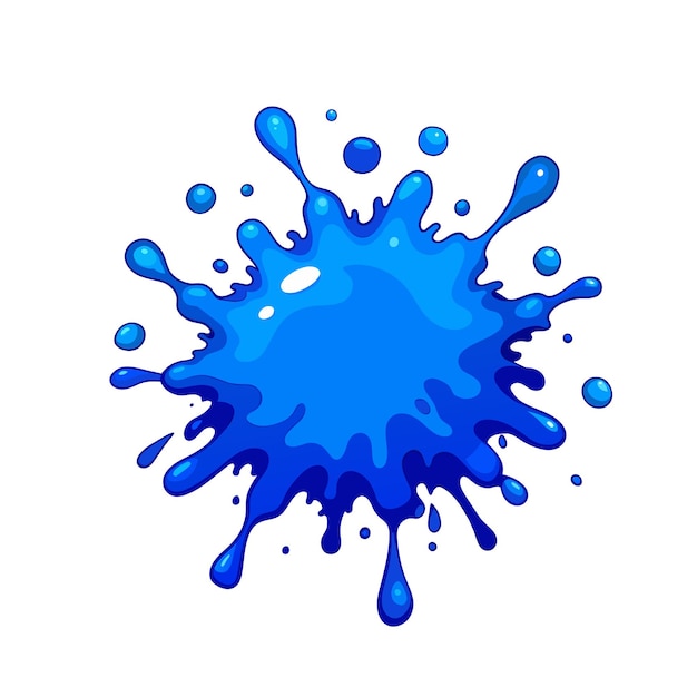 Blue paint stain blot on white background