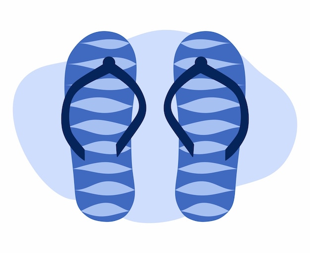 Vector a blue pair of flip flops with a blue background