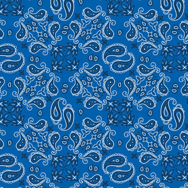 Vettore motivo a bandana paisley blu