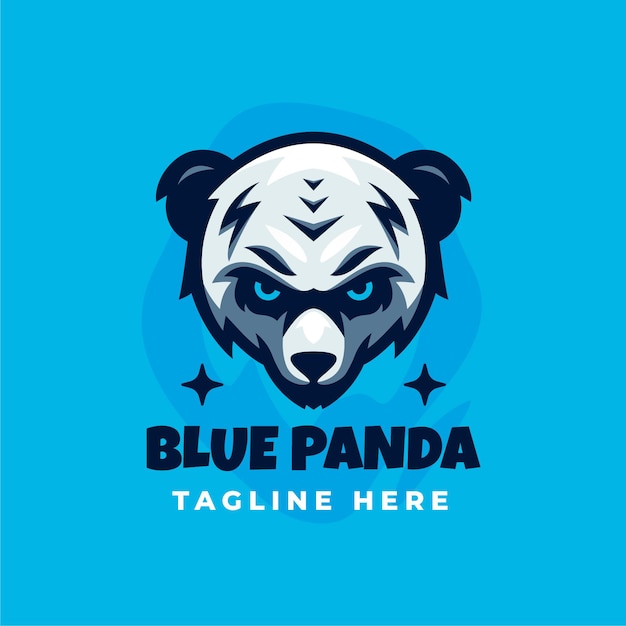 Vector blue panda logo design  template