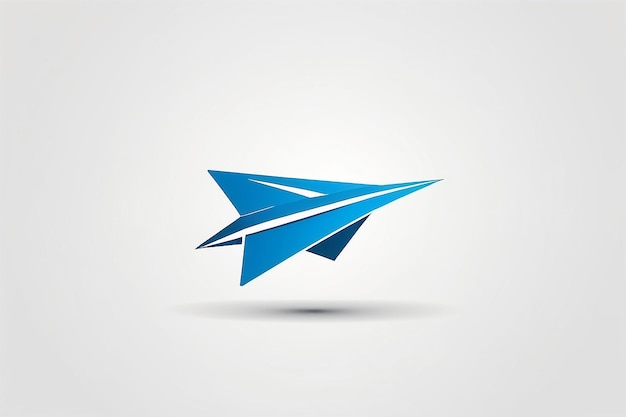 Vector blue paper airplane with a blue arrow on it
