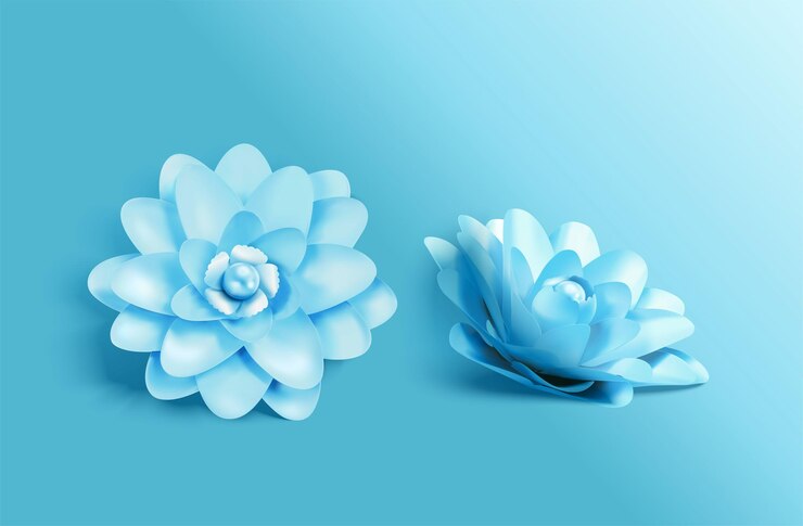 Vector 藍色紙卡梅莉亞花