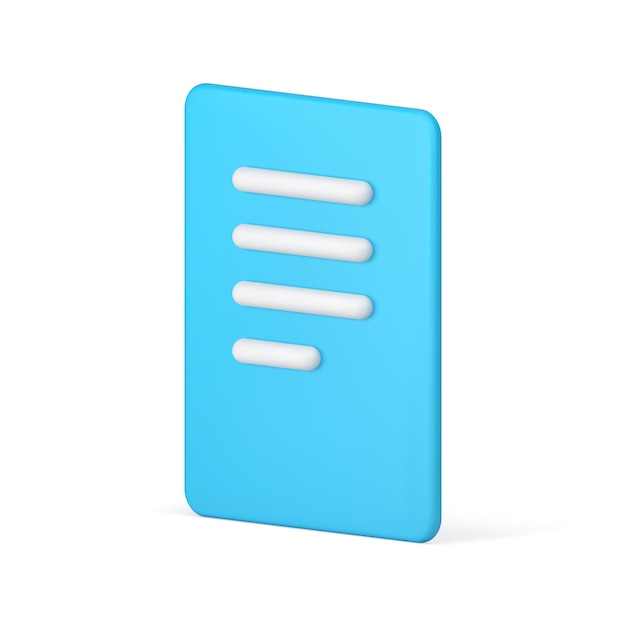 Blue paper document with text write read communication information isometric 3d icon vector