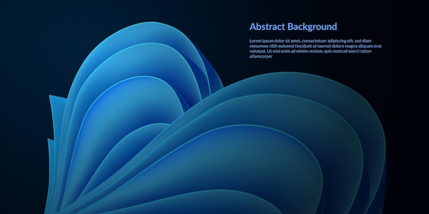 Vector blue paper quill abstract background. modern update futuristic vibrant wave dark mode