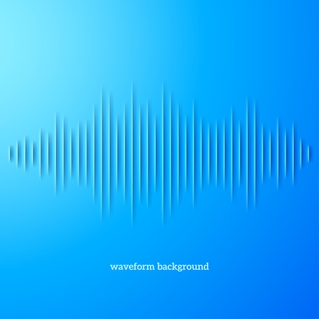 Vettore forma d'onda sonora di carta blu con ombra