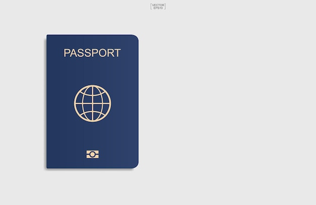 Sfondo passaporto blu su sfondo bianco. illustrazione vettoriale.