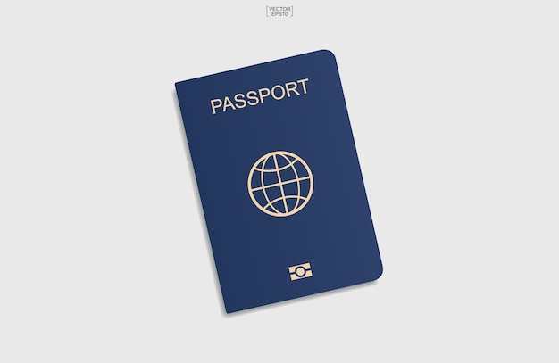 Blue passport background on white background. Vector illustration.