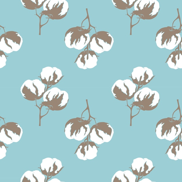 Blue pattern with cotton flower branch for wallpaper web page background surface textures