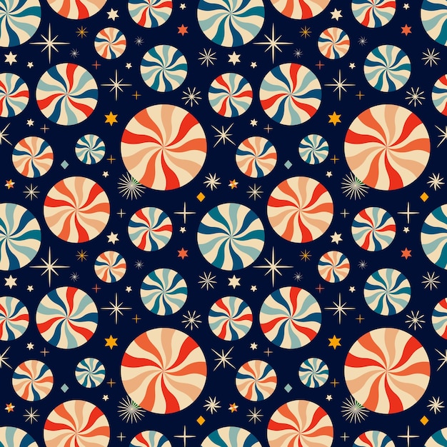 blue pattern with snowmans Retro Christmas background