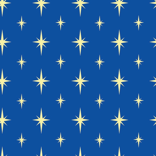 Blue pattern with yellow stars Seamless pattern Flat vector