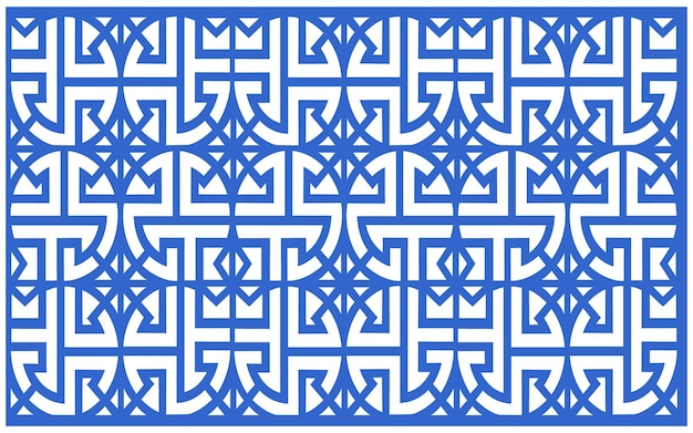 装飾用の青い模様のイスラムの幾何学模様と花のモチーフ